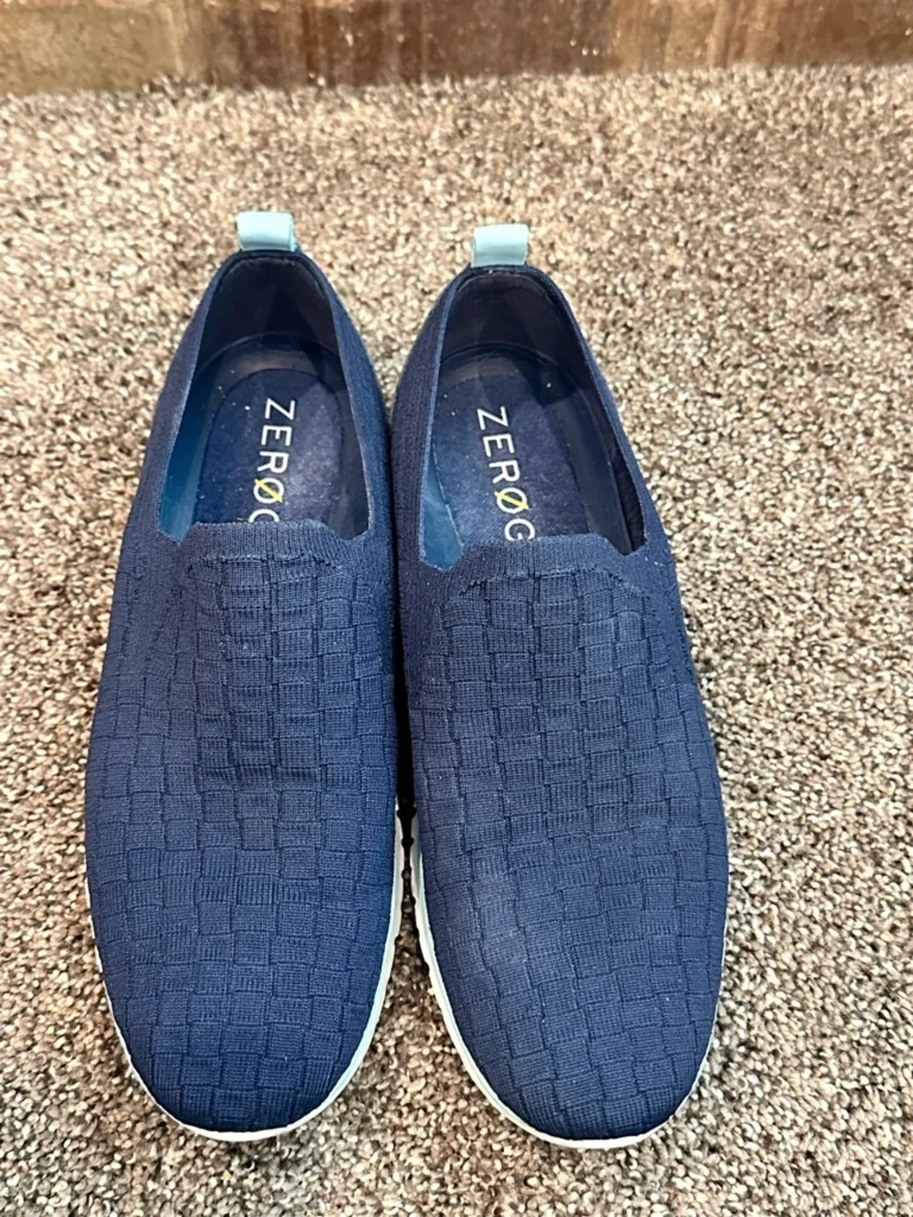 Cole Haan ZeroGrand Blue Woven Slip On Sneakers Size 8 Coastal Chic